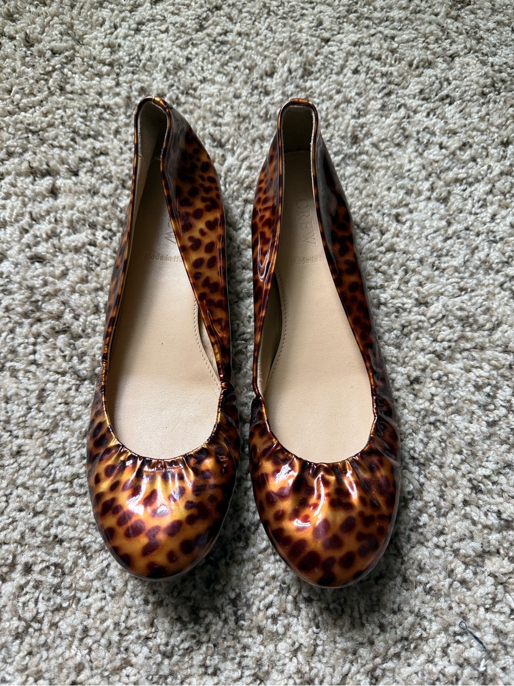 J. Crew Leopard Patent Ballet Flats - Tortoiseshell Brown
